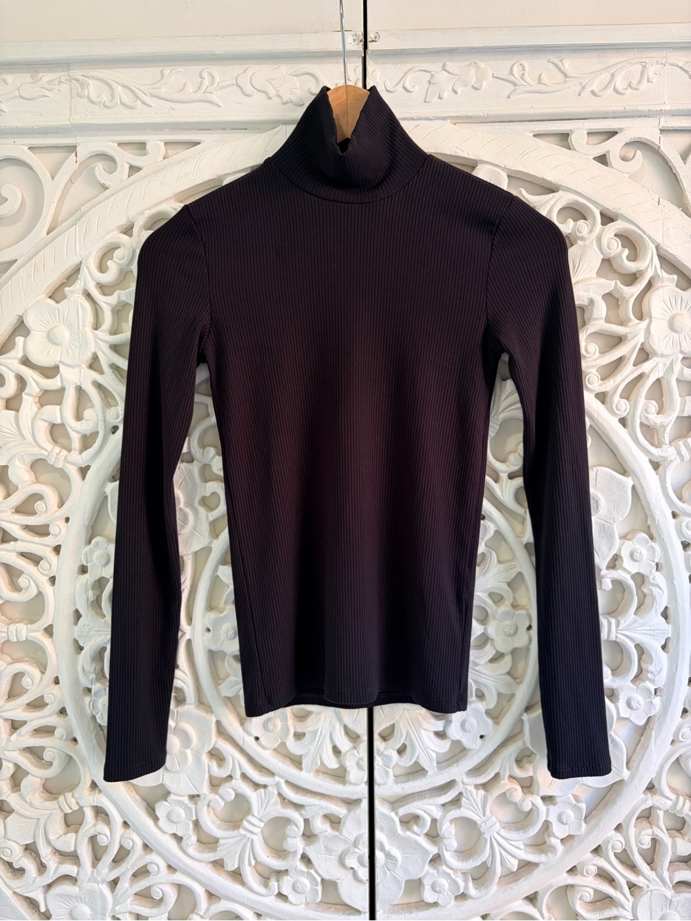 Wilfred Black Ribbed Turtleneck Long Sleeve Top Size XS